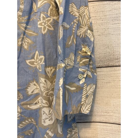 Gretchen Scott Blue Floral Button Down Shirt Size M - Picture 2 of 3